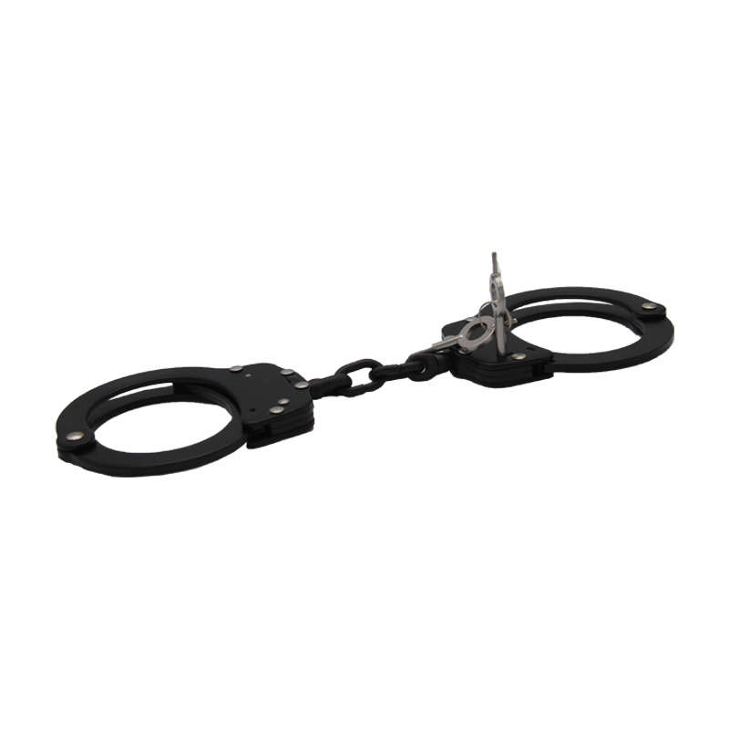 New high quality military carbon steel classic style metal police dual key handcuffs
